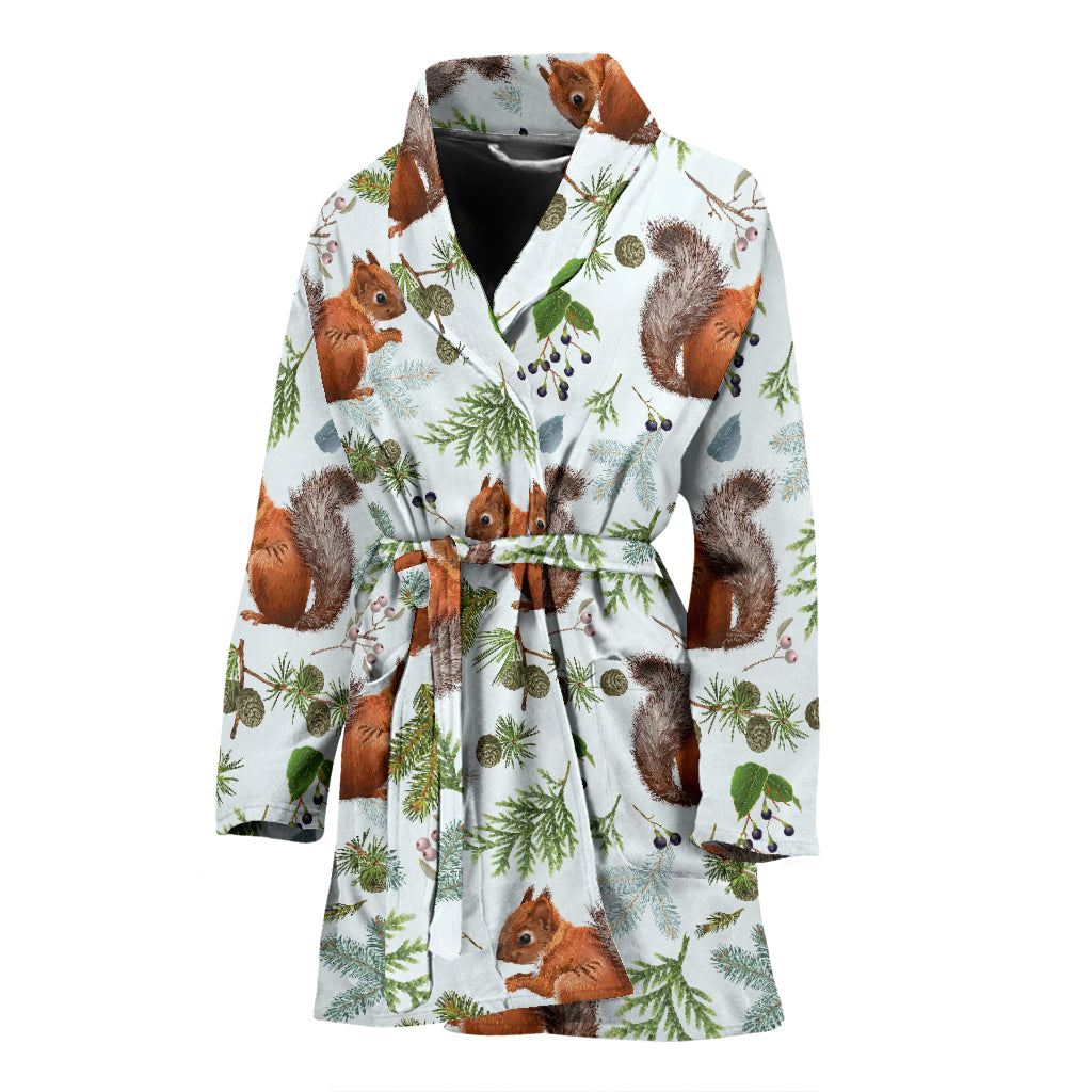 Squirrel Print Design LKS308 Women Bathrobe