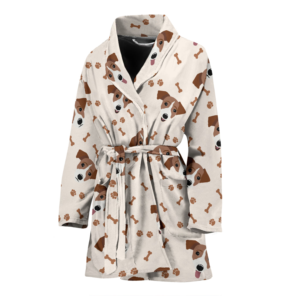Russell Terriers Paw Print Design LKS303 Women Bathrobe