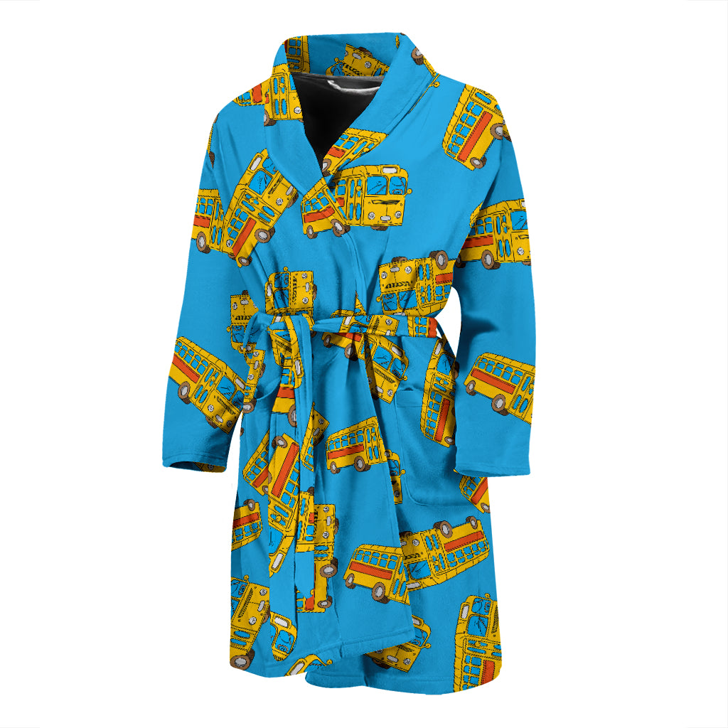 School Bus Print Design LKS302 Men Bathrobe