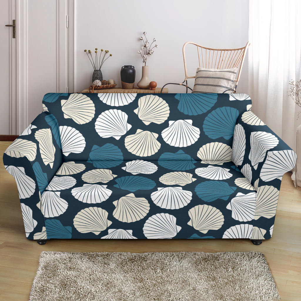 Seashell Print Design LKS3013 Loveseat Couch Slipcover