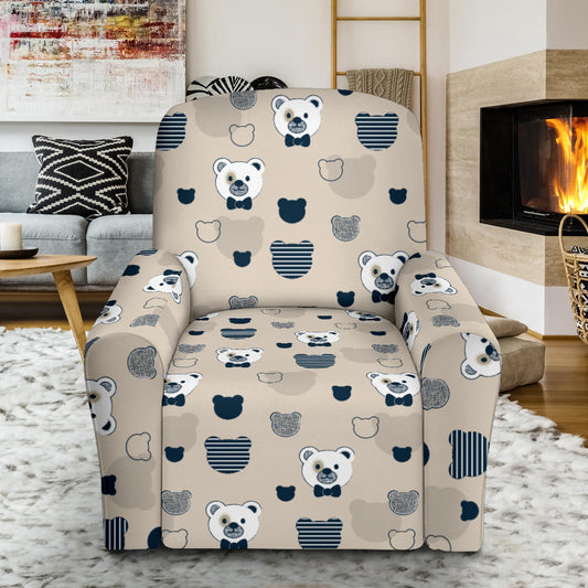 Bear Pattern Print Design 05 Recliner Slipcover with Pocket