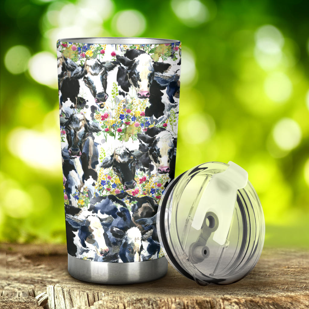 Cow Watercolor Print Pattern Tumbler