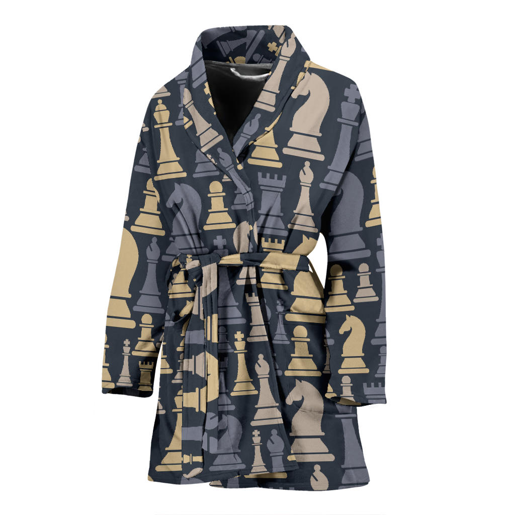 Chess Pattern Print Design 04 Women Bathrobe