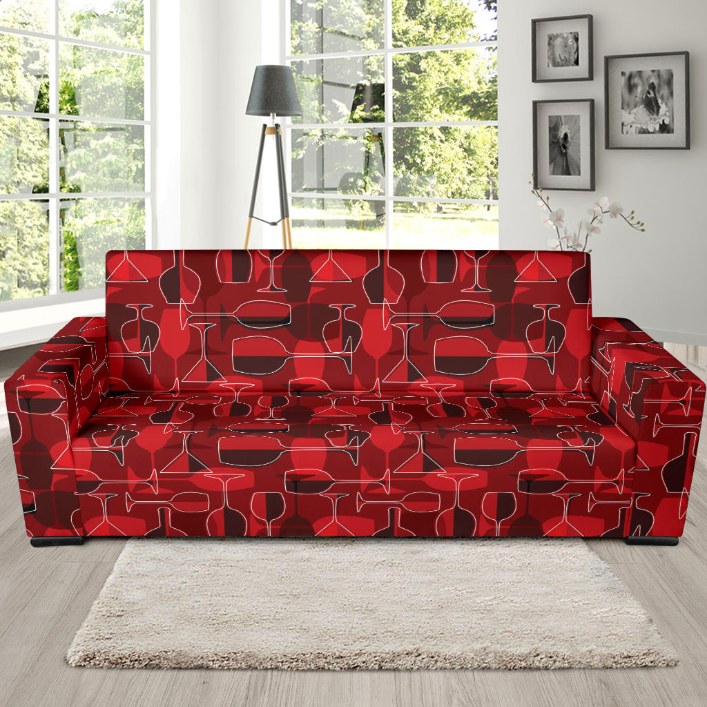 Wine Glass Print Design LKS301 Sofa Slipcover