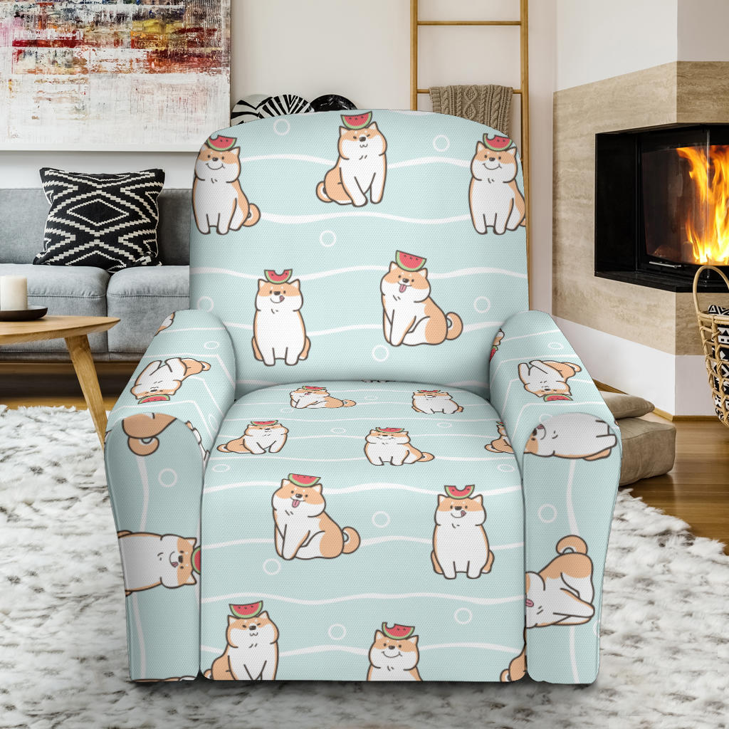 Shiba Inu Print Design LKS3011 Recliner Slipcover with Pocket