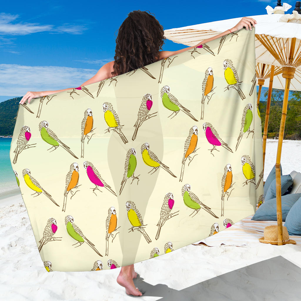 Parakeet Pattern Print Design A01 Sarong Pareo Wrap