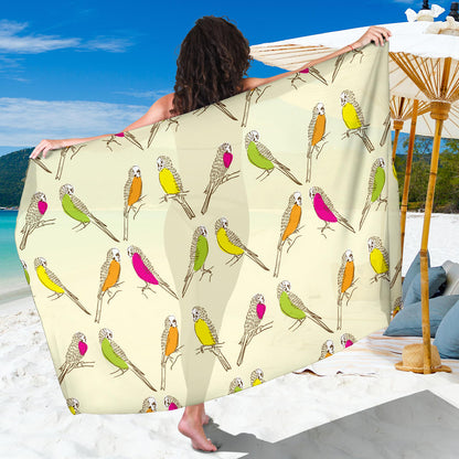 Parakeet Pattern Print Design A01 Sarong Pareo Wrap