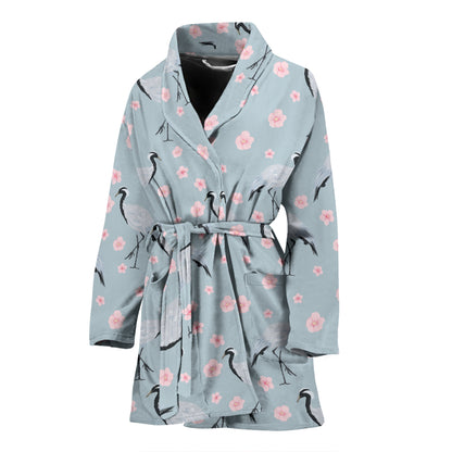 Sakura Bird Print Design LKS304 Women Bathrobe