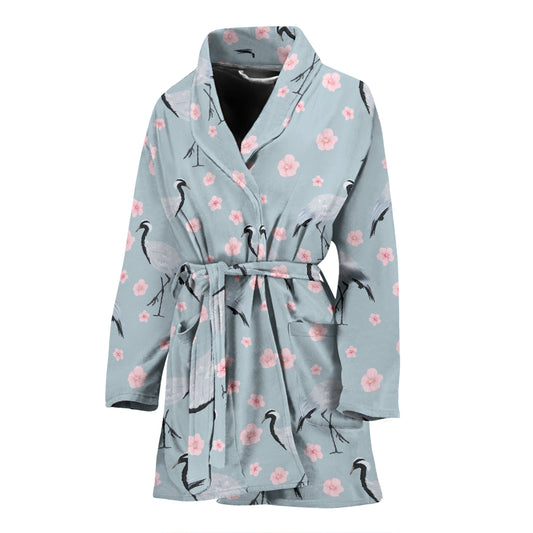 Sakura Bird Print Design LKS304 Women Bathrobe