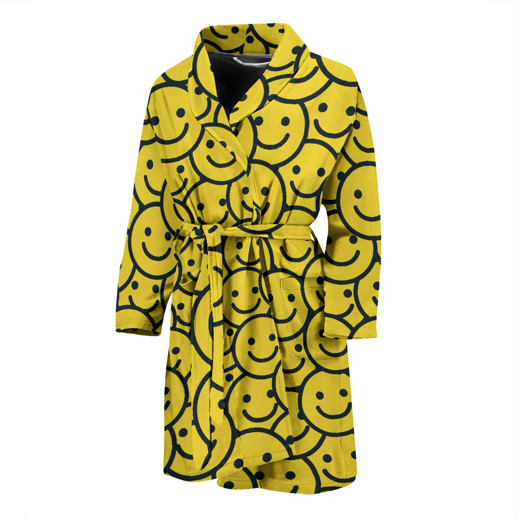 Smiley Face Emoji Print Design LKS302 Men Bathrobe