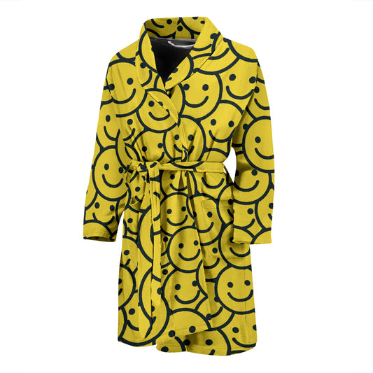 Smiley Face Emoji Print Design LKS302 Men Bathrobe