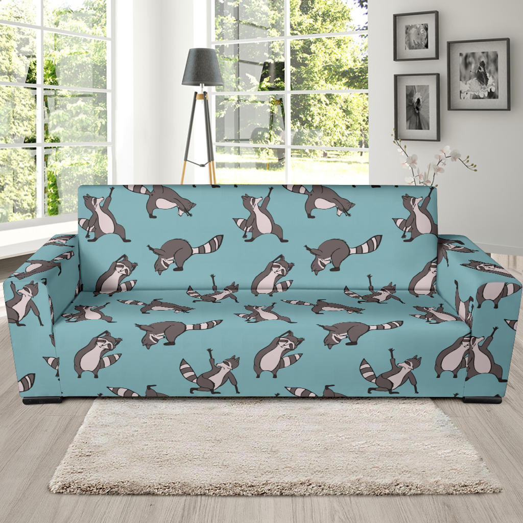 Raccoon Pattern Print Design A07 Sofa Slipcover