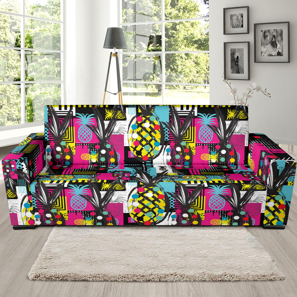 Pop Art Pineapple Pattern Print Design A02 Sofa Slipcover