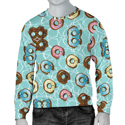 Emoji Donut Print Pattern Men Long Sleeve Sweatshirt