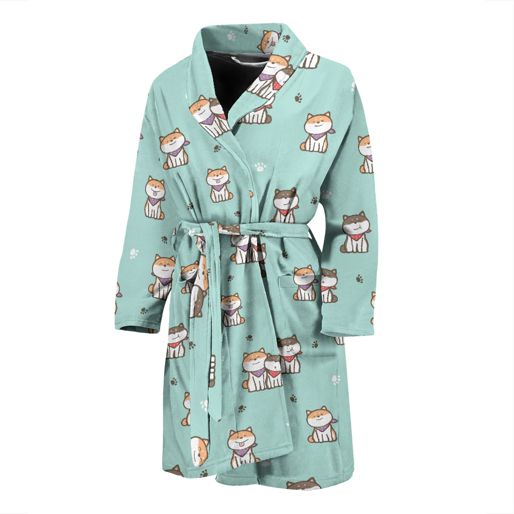 Shiba Inu Print Design LKS302 Men Bathrobe