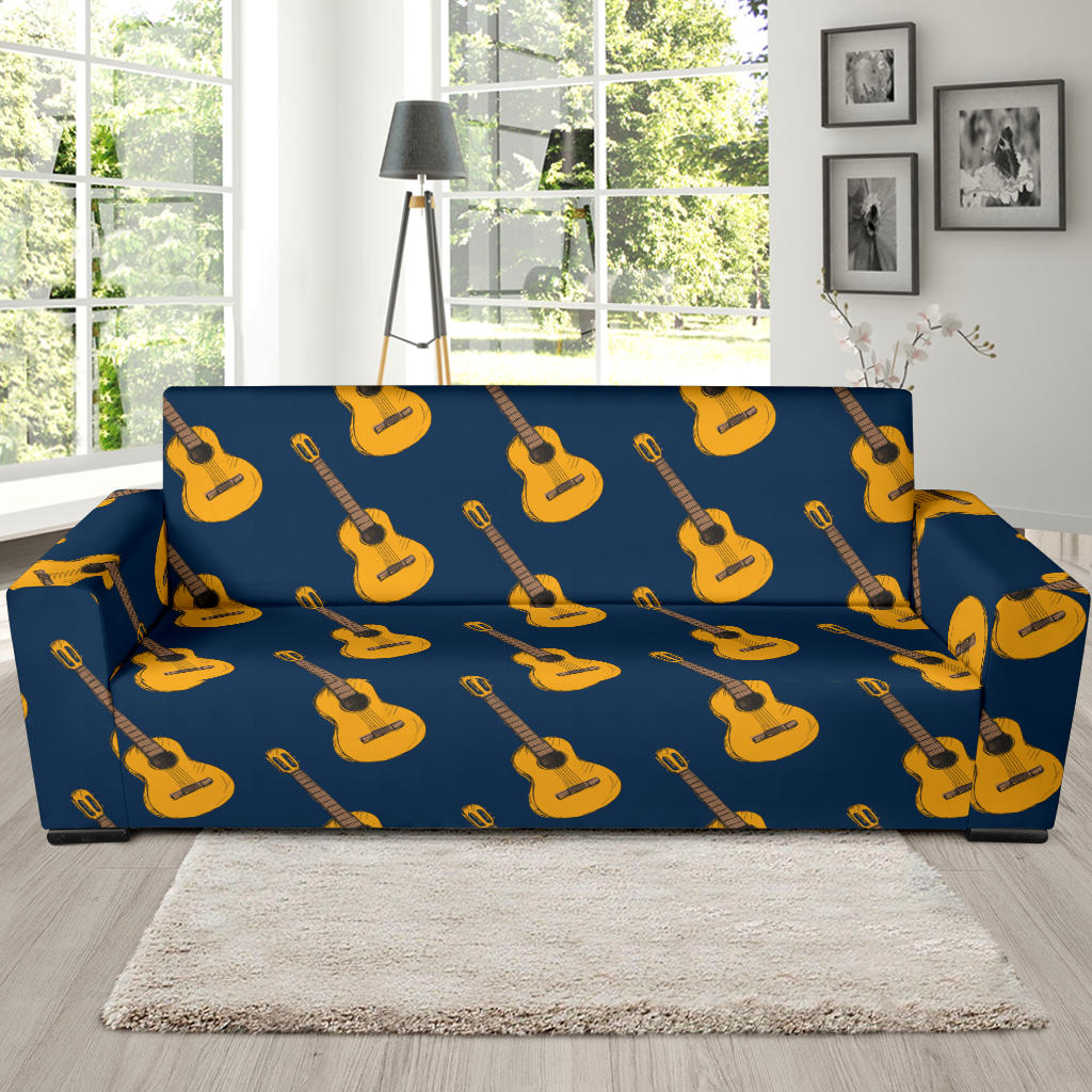 Acoustic Guitar Pattern Print Design 04 Sofa Slipcover