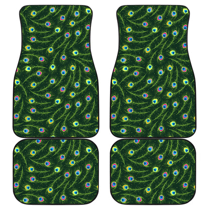 Peacock Feather Green Design Print Car Floor Mats Front Back