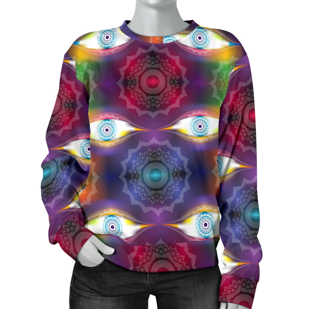 Chakra Eye Print Pattern Women Long Sleeve Sweatshirt