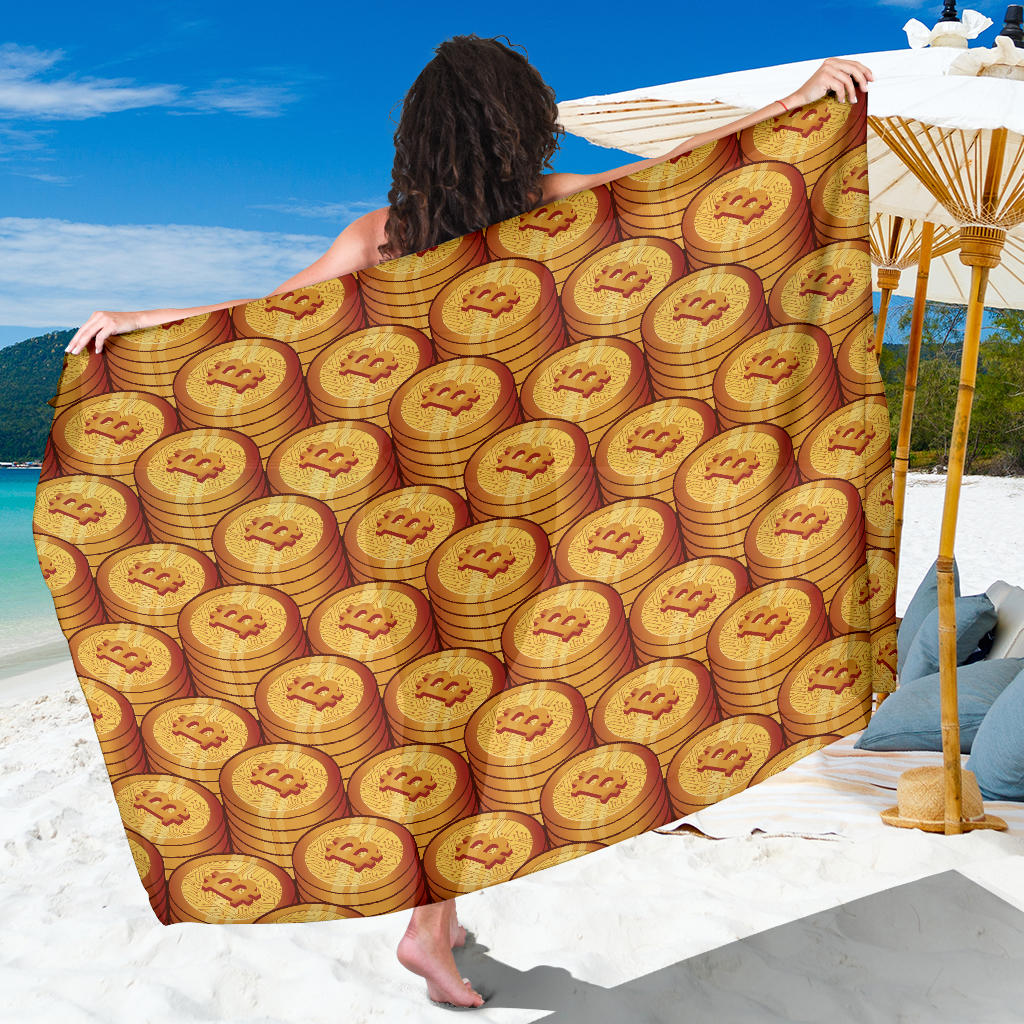 Bitcoin Pattern Print Design 02 Sarong Pareo Wrap