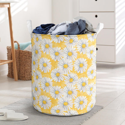Daisy Yellow Watercolor Print Pattern Laundry Basket