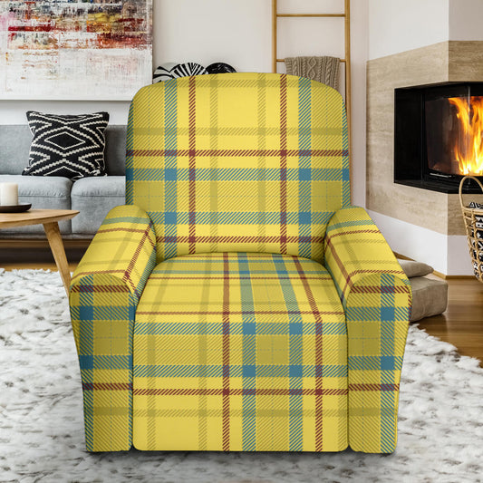 Tartan Yellow Print Design LKS301 Recliner Slipcover with Pocket