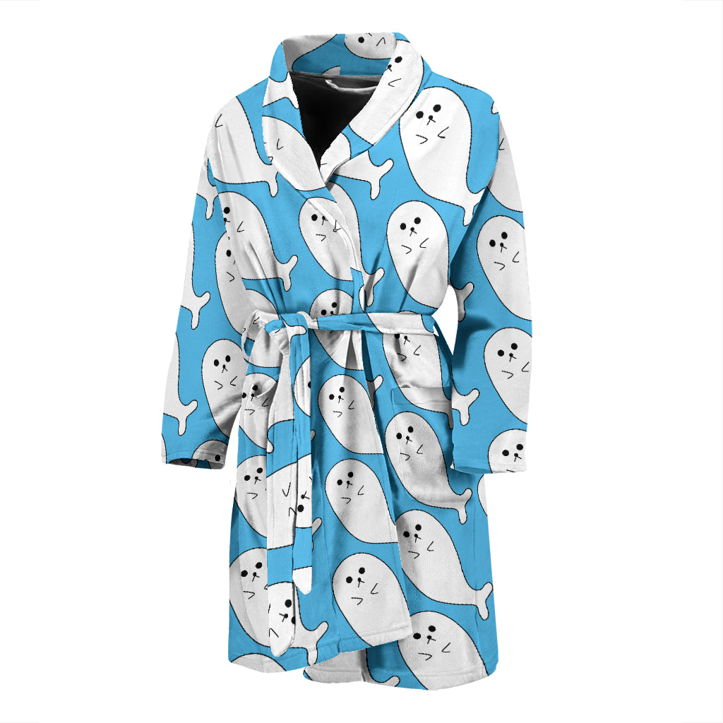 Sea Lion Print Design LKS402 Men Bathrobe