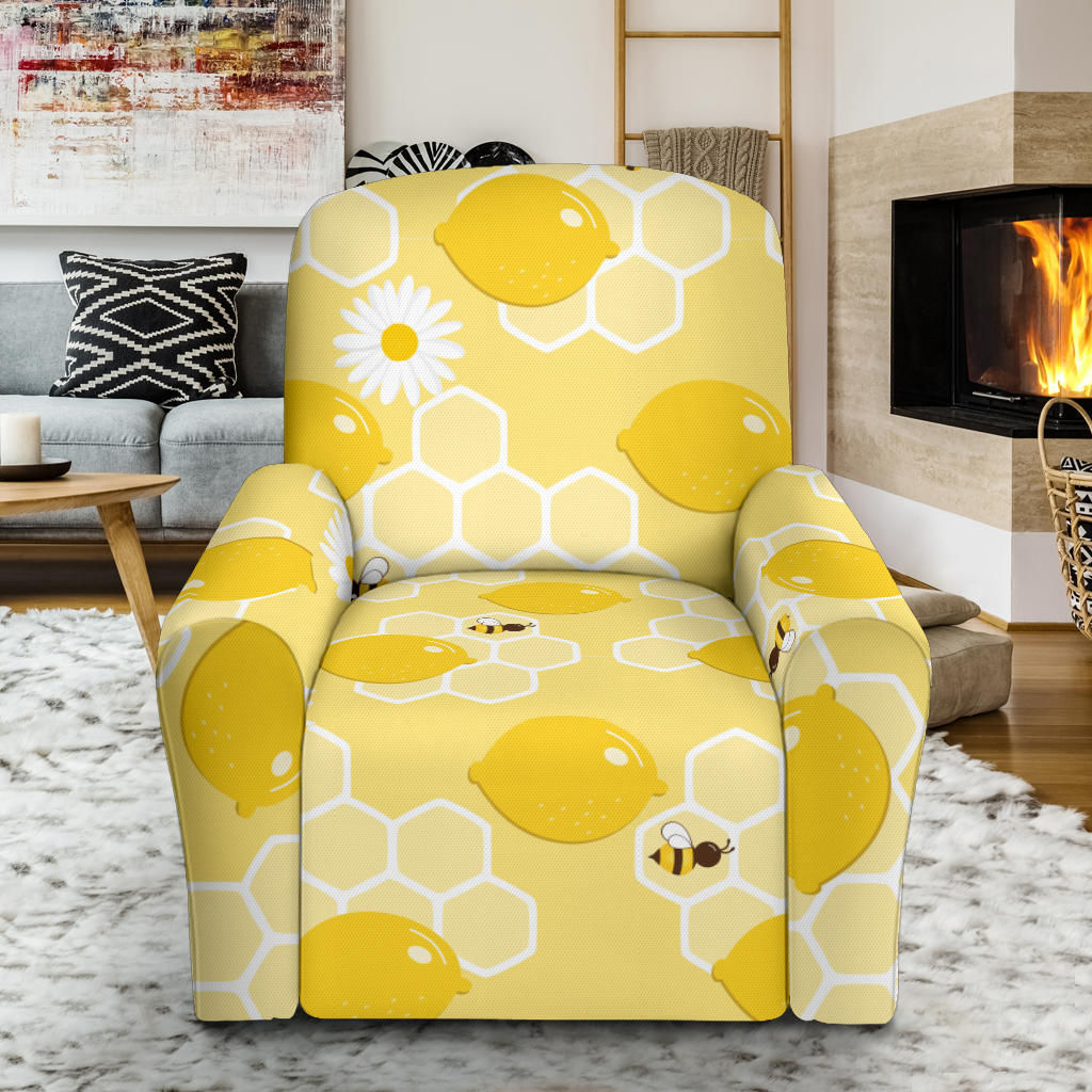 Honey Bee Honeycomb Print Design LKS3010 Recliner Slipcover with Pocket