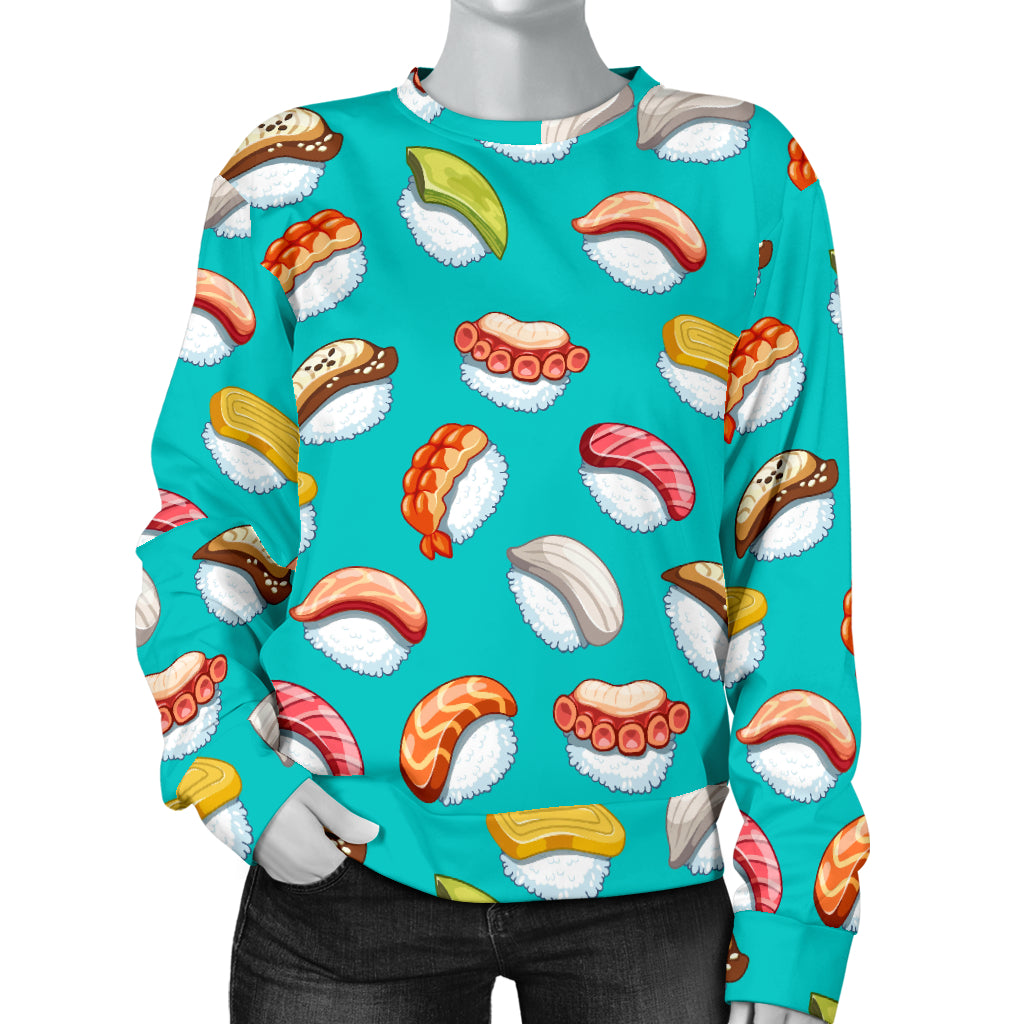 Sushi Themed Print Women Long Sleeve Sweatshirt