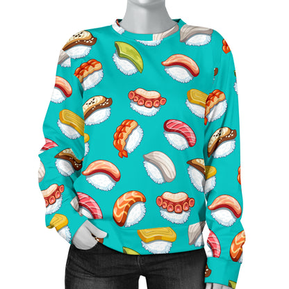 Sushi Themed Print Women Long Sleeve Sweatshirt