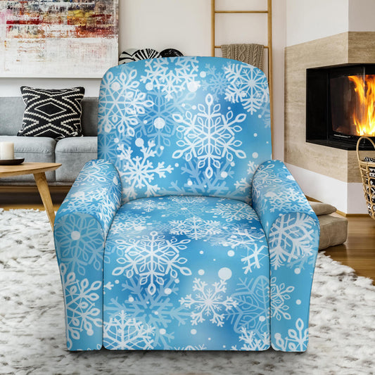Snowflake Blue Print Design LKS301 Recliner Slipcover with Pocket