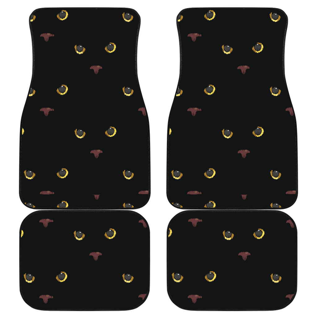 Black Cat Face Print Pattern Car Floor Mats Front Back