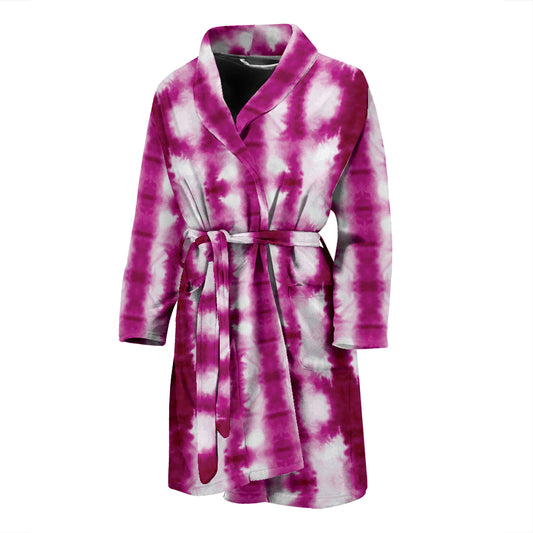 Tie Dye Dark Pink Print Design LKS303 Men Bathrobe