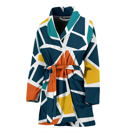 Mosaic Pattern Print Design 02 Women Bathrobe