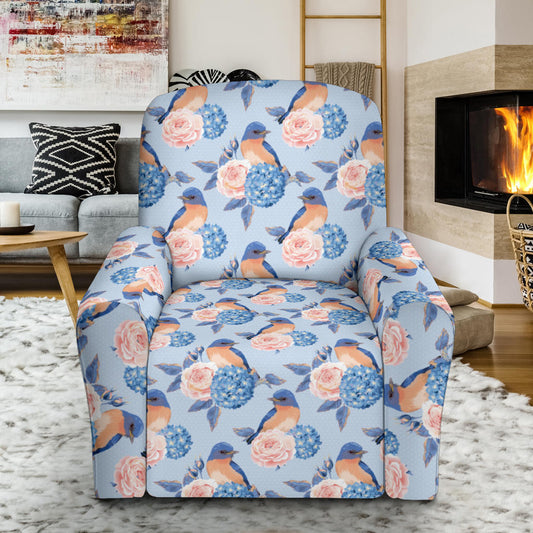 Bluebird Pattern Print Design 01 Recliner Slipcover with Pocket