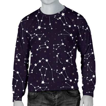 Zodiac Star Pattern Design Print Men Long Sleeve Sweatshirt