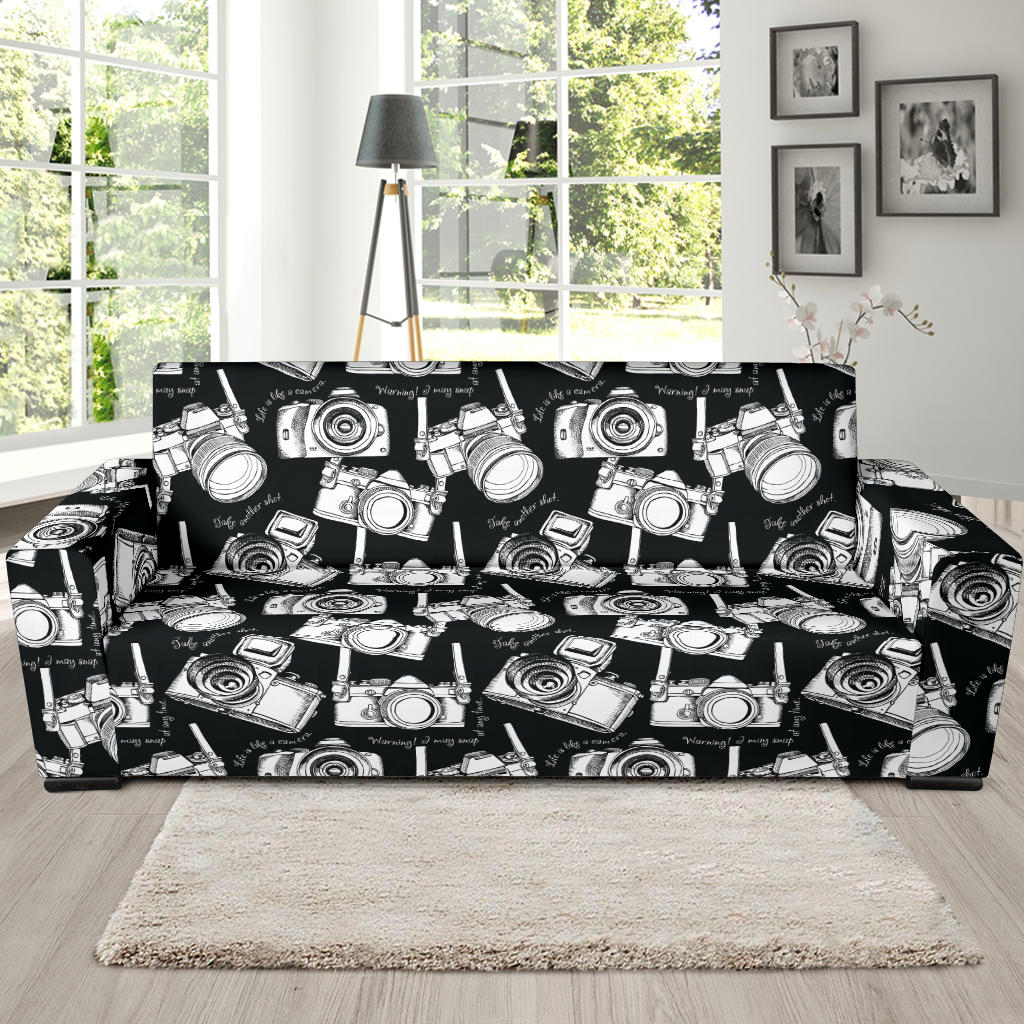 Camera Pattern Print Design 01 Sofa Slipcover