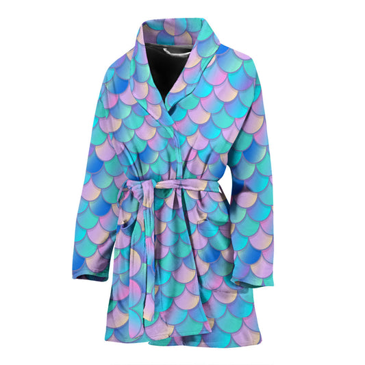 Mermaid Scales Pastel Pattern Print Design 07 Women Bathrobe