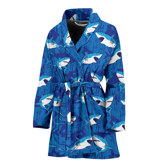 Shark Print Design LKS308 Women Bathrobe