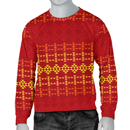 Southwest Red Gold Design Themed Print Men Long Sleeve Sweatshirt