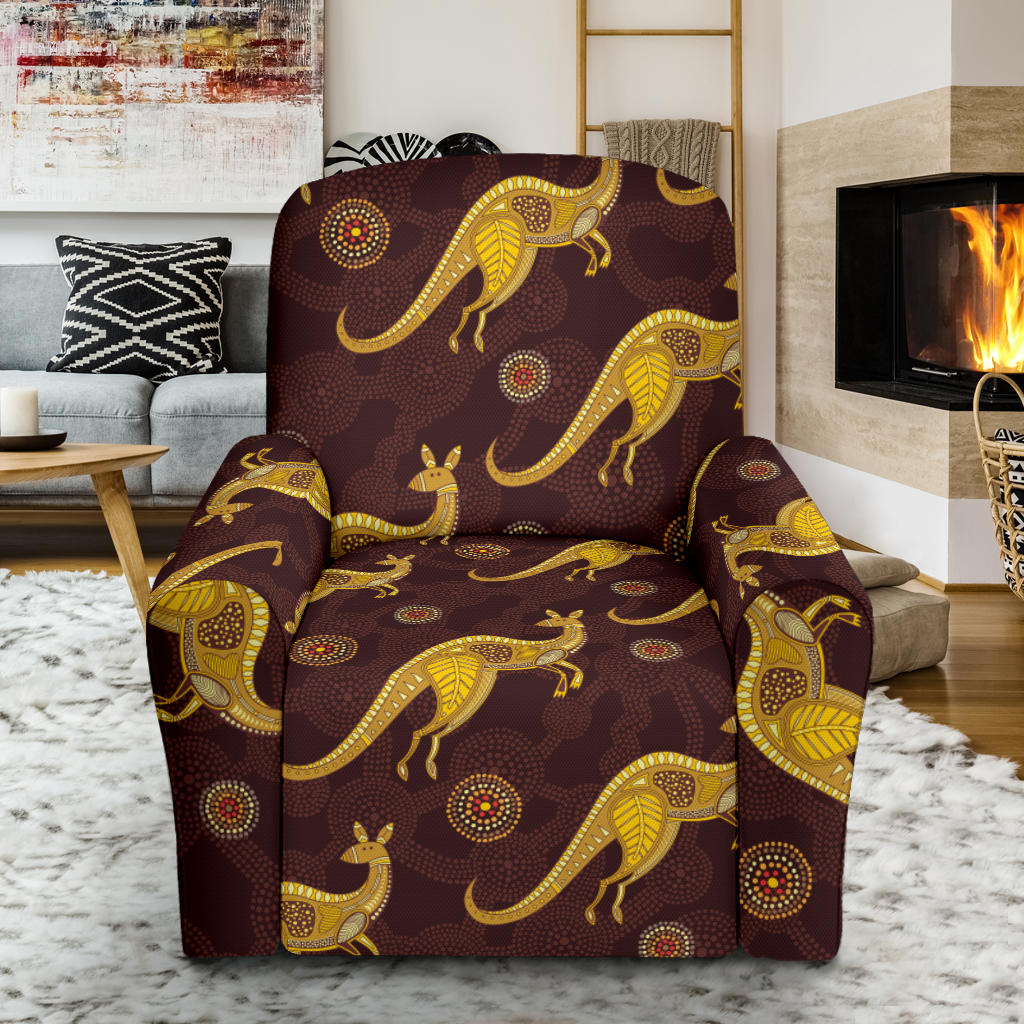 Kangaroos Aboriginal Pattern Print Design 08 Recliner Slipcover with Pocket