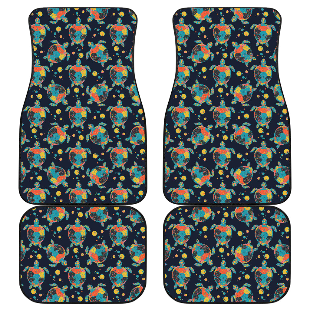Sea Turtle Colorful with bubble Print Car Floor Mats Front Back