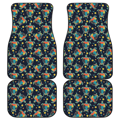 Sea Turtle Colorful with bubble Print Car Floor Mats Front Back