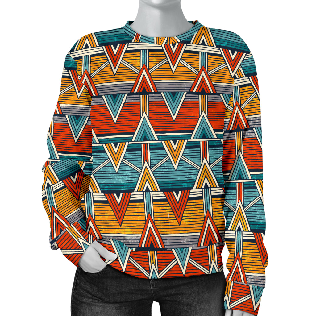 Kente Print African Design Themed Women Long Sleeve Sweatshirt