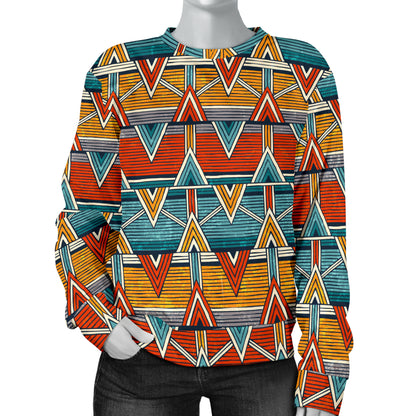 Kente Print African Design Themed Women Long Sleeve Sweatshirt