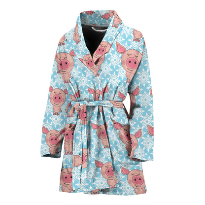 Pig Print Design LKS402 Women Bathrobe