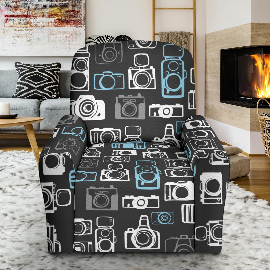 Camera Pattern Print Design 04 Recliner Slipcover with Pocket
