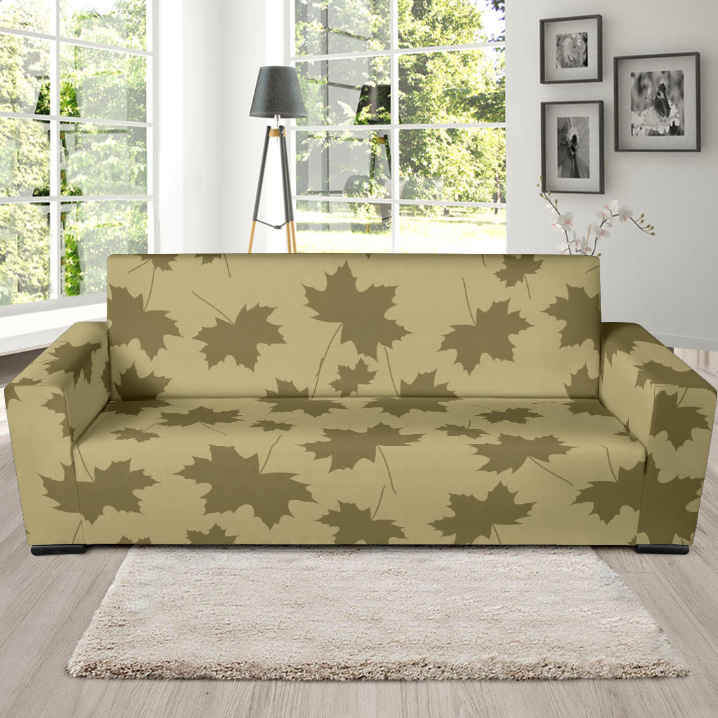 Maple Leaf Pattern Print Design 01 Sofa Slipcover