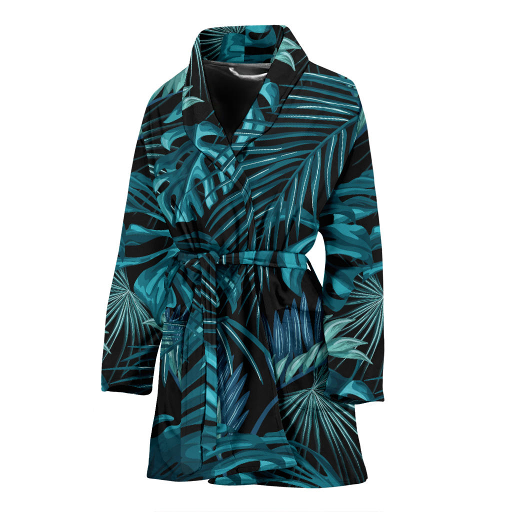 Palm Leaf Pattern Print Design A03 Women Bathrobe