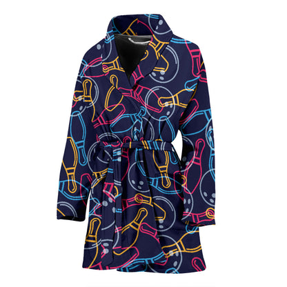Bowling Pattern Print Design 07 Women Bathrobe