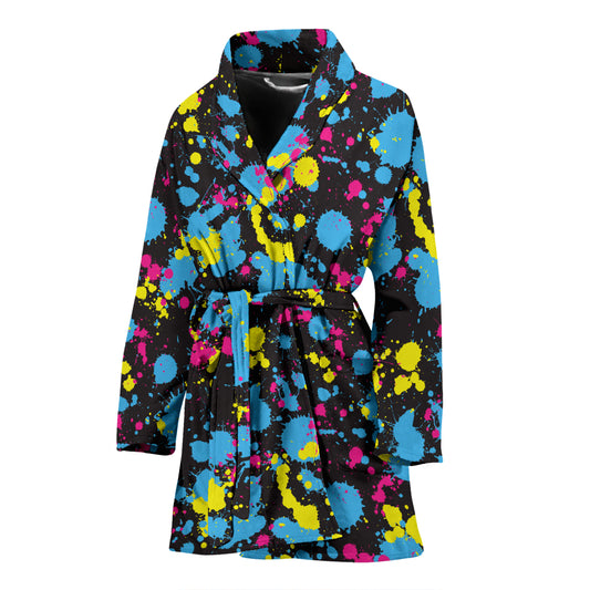 Splatter Colorful Print Design LKS301 Women Bathrobe